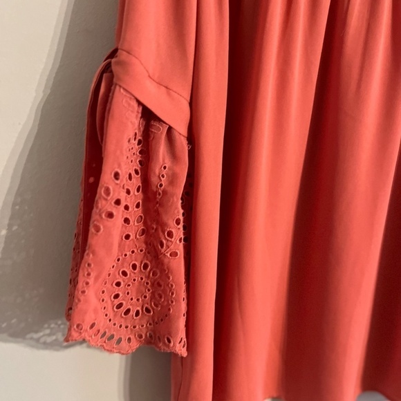 Loft Boho Bell Sleeve Top XS Orange Peasant Hippie Indie Concert Western Preppy - Picture 5 of 12